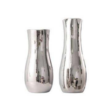 电镀银色陶瓷花瓶现代极简轻奢桌面插花干花器样板房鞋柜轻奢摆件,淘宝优惠券,粉丝福利购,淘宝优惠卷