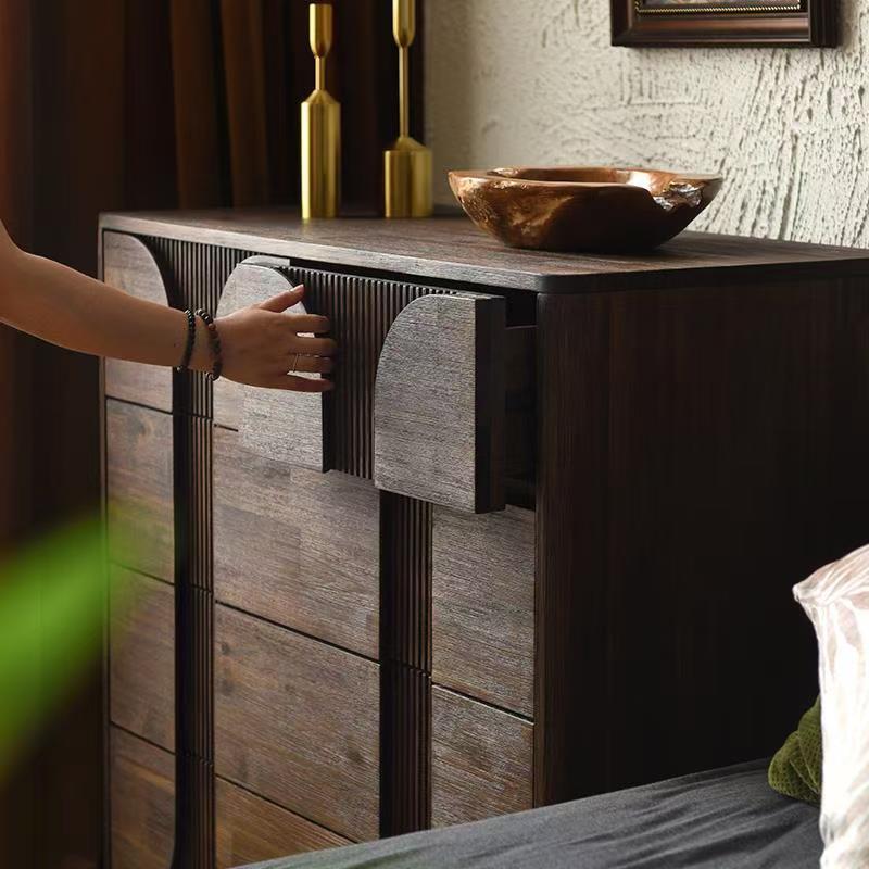 慕芮雅复古实木斗柜客厅卧室家用抽屉收纳五斗柜餐边柜中古靠墙柜 - 图0