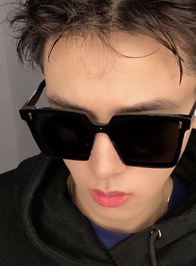 2021潮流型男平面一体镜片太阳眼镜开I车正方形女复古偏光墨镜圆