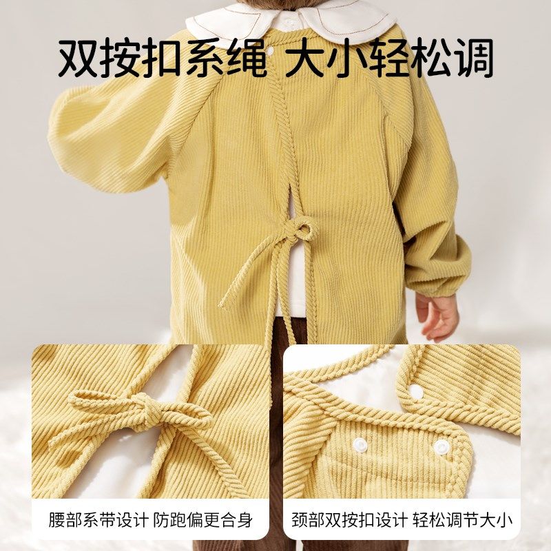 欧孕儿童罩衣防水防脏幼儿园秋冬宝宝吃饭围兜O婴儿辅食灯芯绒罩,淘宝优惠券,粉丝福利购,淘宝优惠卷