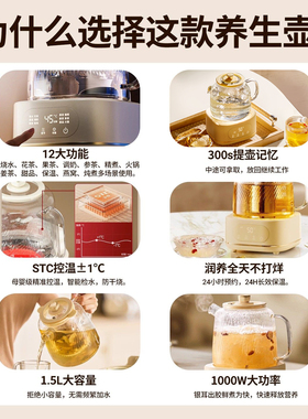 康宁玻璃花茶壶双层隔热1.5L