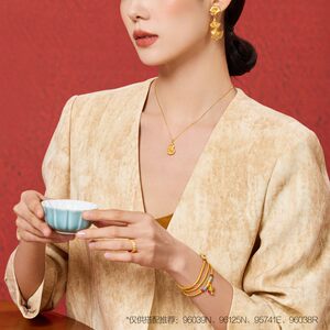 周生生华宇黄金文化祝福足金镶嵌钻石红宝石葫芦项链96039N