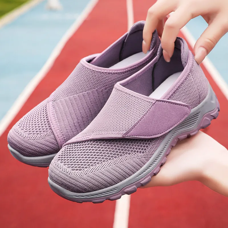 鞋子女休闲鞋软底舒适不累脚妈妈鞋透气不闷脚中老年魔术贴网面鞋,淘宝优惠券,粉丝福利购,淘宝优惠卷