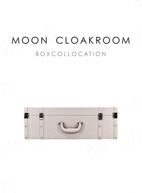 MOON慕空间收纳箱灰色皮五金手提旅行箱行李箱样板房衣帽间柜摆件