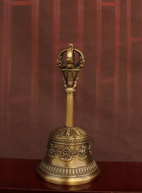 黄铜九股金刚钟、杵藏八吉八宝五股道家天然三叉三清钟手摇钟