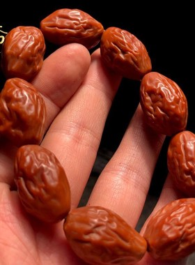 纯手工橄榄核手串雕刻大枣核w雕手链红枣原皮素核文玩单籽素串枣