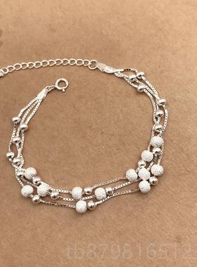 高档999纯银手2女小ins众设计202年新款手镯女生生日礼物冷淡链风