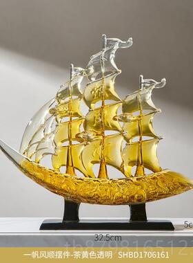 高档帆风玄顺帆一导船摆件客厅轻奢高档领办公室关装饰高端大气上