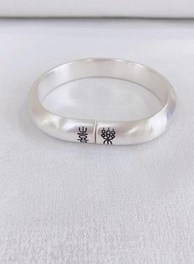 高档999口足银纯银手镯女复古开千实心足马蹄子 妈妈款手镯工银镯