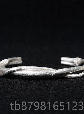 高档VIXTOR正品990足手镯 原创银设计师款M工纯手制作藤条镯子 现