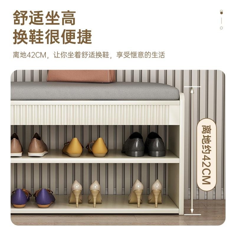 奶油风换鞋凳家用门口进门穿鞋凳可坐式鞋柜一体软包坐垫入户鞋架,淘宝优惠券,粉丝福利购,淘宝优惠卷