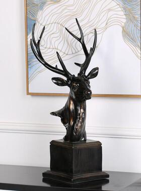 家居饰品摆件 欧式树脂麋鹿头摆件 覆古鹿角装饰品创意摆设品客厅