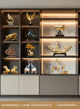 高档风子生水起老板办大公室背景档墙柜装饰品摆件风水招财高端气