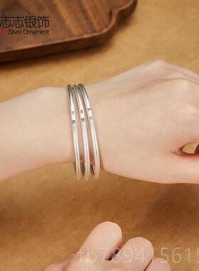 高档999镯纯银9古法银手镯传复承古民族磨砂女简约小篆银子定制可