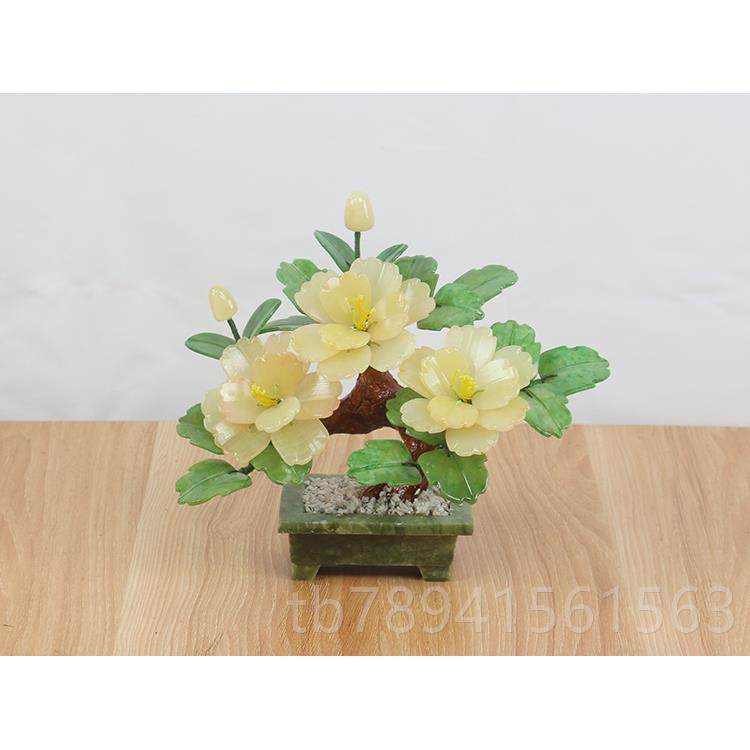 高档天然玉牡丹花盆玉景关摆件家居石家饰客厅电视柜玄新中式雕工,淘宝优惠券,粉丝福利购,淘宝优惠卷