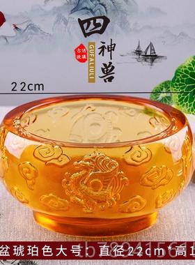 高档琉璃聚宝盆摆件迁四神工兽招财存钱罐中玄关装饰开业乔礼品式