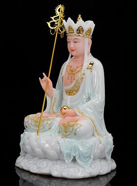 慈源阁天清汉白玉千日藏菩萨家拜千日藏菩萨佛像佛像三圣摆件