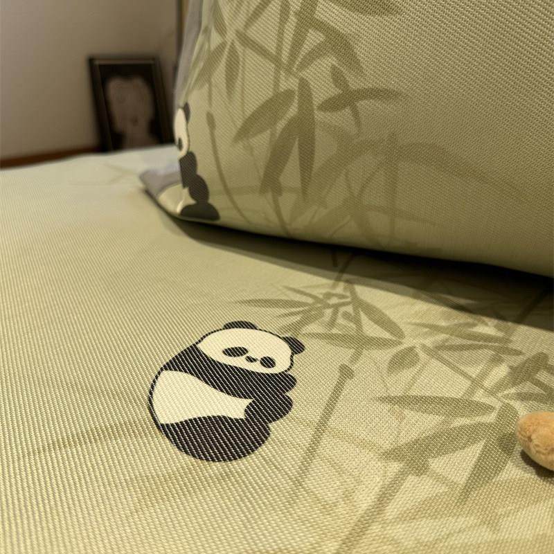 母婴级竹子熊猫冰丝藤席夏凉席三件套空调凉席1.5m1.8米可机洗水,淘宝优惠券,粉丝福利购,淘宝优惠卷