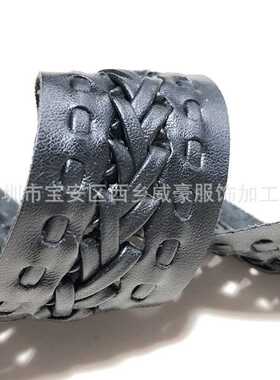 现货供应皮革压条 单面编织PU条码花边带 超声波镂空手编条码