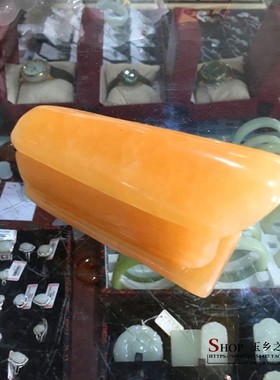 天然米黄玉棺材手把件摆件家居玄关酒柜桌面电视柜工艺品礼品摆设