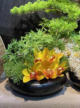 新中式禅意餐桌花假花 酒店售楼处茶几玄关客厅包房桌花家居摆件