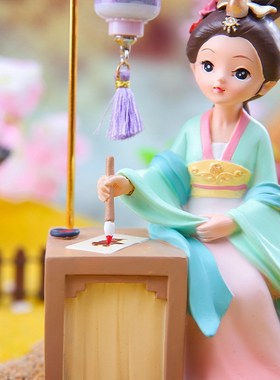 古风浣花曲系列四大美人灯下摆件创意女孩房间工艺品装饰少女礼品