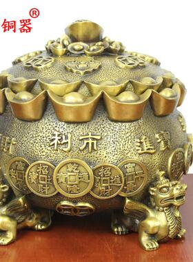 宇卓铜器 纯铜聚宝盆貔貅元宝聚宝盆黄铜聚宝盆工艺品摆饰