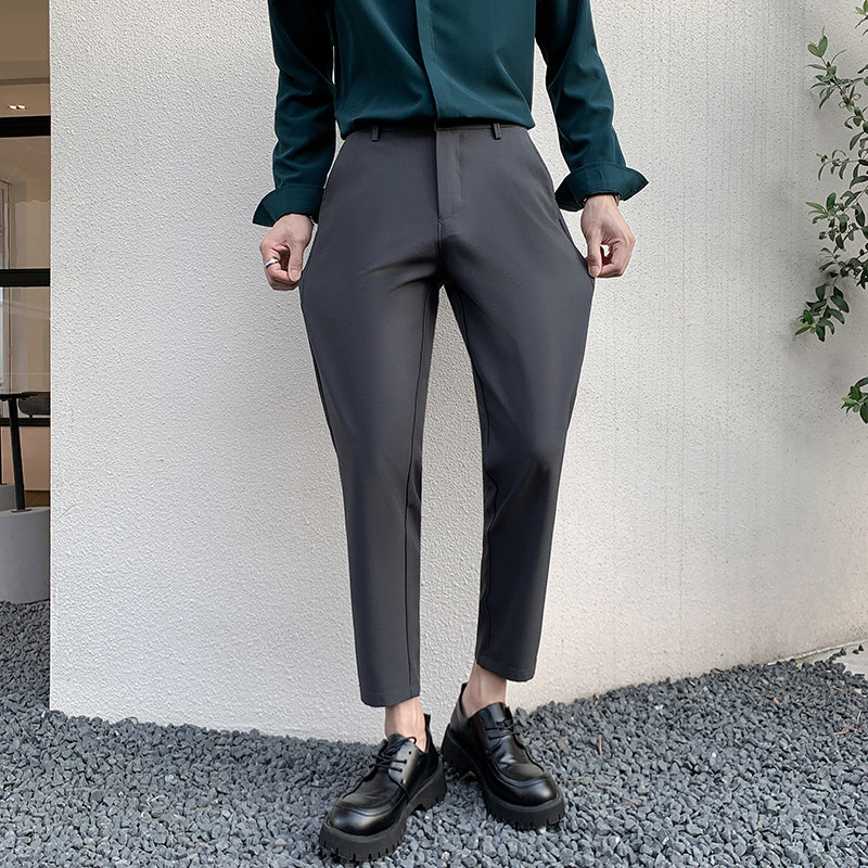 秋夏高弹力西裤男士休闲长裤子男坠感修身直筒商务男九分裤子,淘宝优惠券,粉丝福利购,淘宝优惠卷