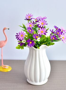 陶瓷花瓶北欧小清新花插简约白色餐桌客厅家居装饰品摆件麻绳