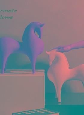 马动物陶瓷创意客厅摆件家居饰品桌面酒柜装饰品样板间办公室轻奢