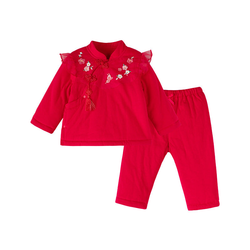 宝然女宝宝汉服套装女童唐装大红色中国风国朝婴儿抓周服周岁礼服,淘宝优惠券,粉丝福利购,淘宝优惠卷