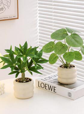 仿真绿植发财树客厅电视玄关办公室工位桌面小型盆栽假花植物摆件