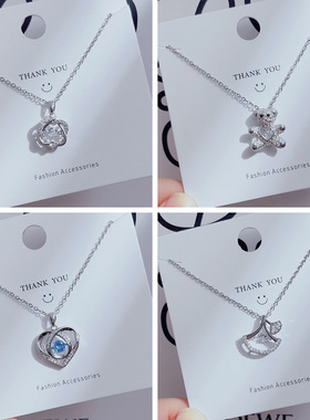 韩版小众设计灵动款项链女气质简约四叶草吊坠锁骨链几何颈链饰品