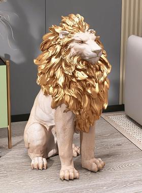 大型轻奢大气狮子客厅落地摆件电视柜家居饰品办公室展厅开业礼物