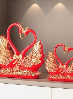 欧式天鹅摆件创意办公室家居客厅酒柜装饰礼品送闺蜜新人结婚礼物