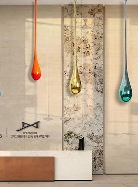 售楼处轻奢吊装水滴雕塑摆件酒店展厅样板间大型落地玻璃钢装饰品