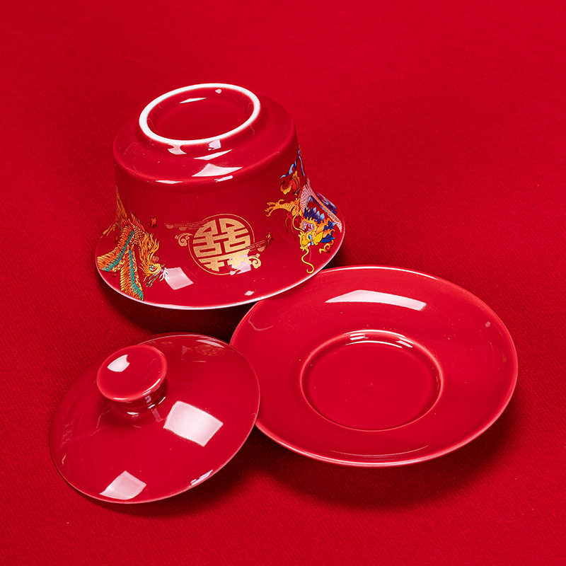 新人结婚新婚订婚礼品婚庆改口敬茶杯对杯红盖碗套装陪嫁用品礼物,淘宝优惠券,粉丝福利购,淘宝优惠卷