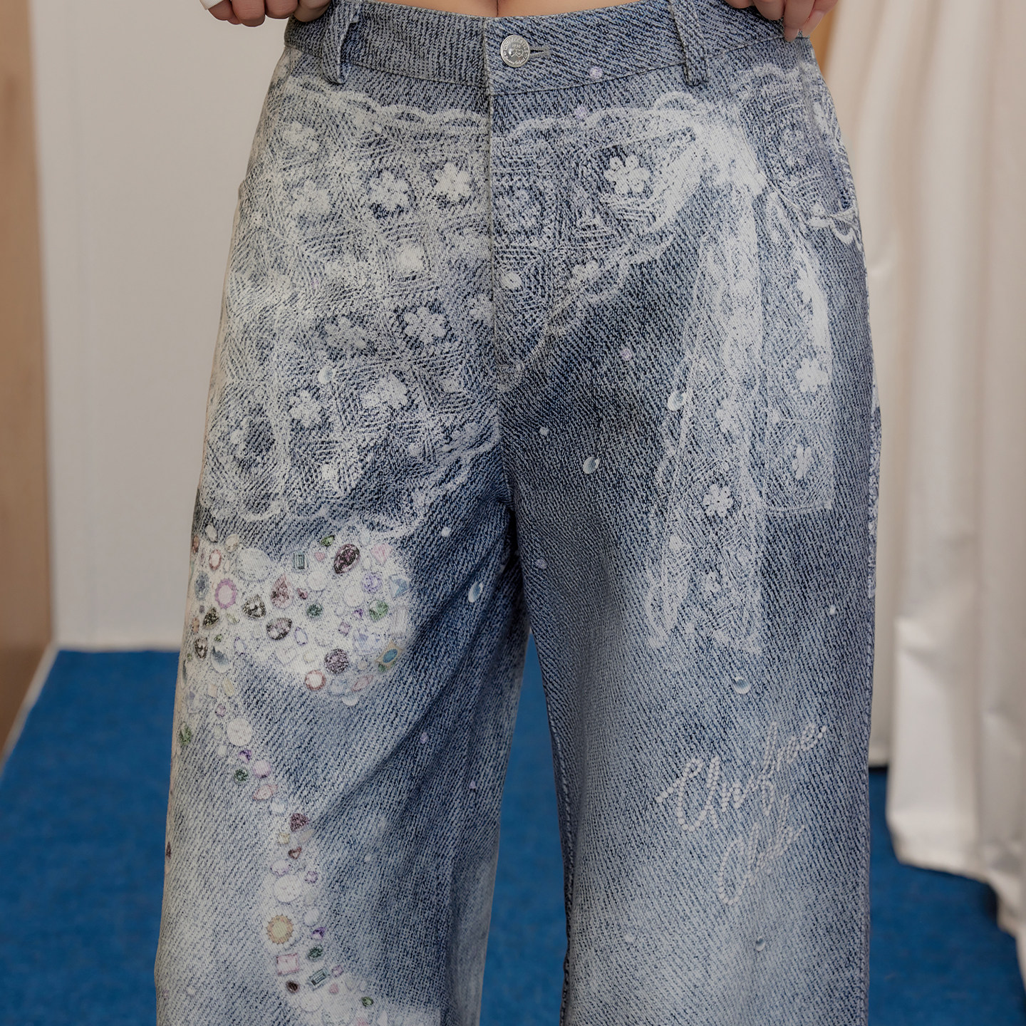 UNIFREEPLUS【腿型修正器 · 流浪丹宁】大码阔腿休闲裤女牛仔裤,淘宝优惠券,粉丝福利购,淘宝优惠卷