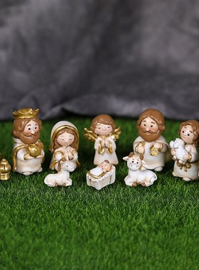 圣诞节日礼物卡通诞生马槽组场景摆件人物O雕像家居装饰工艺品