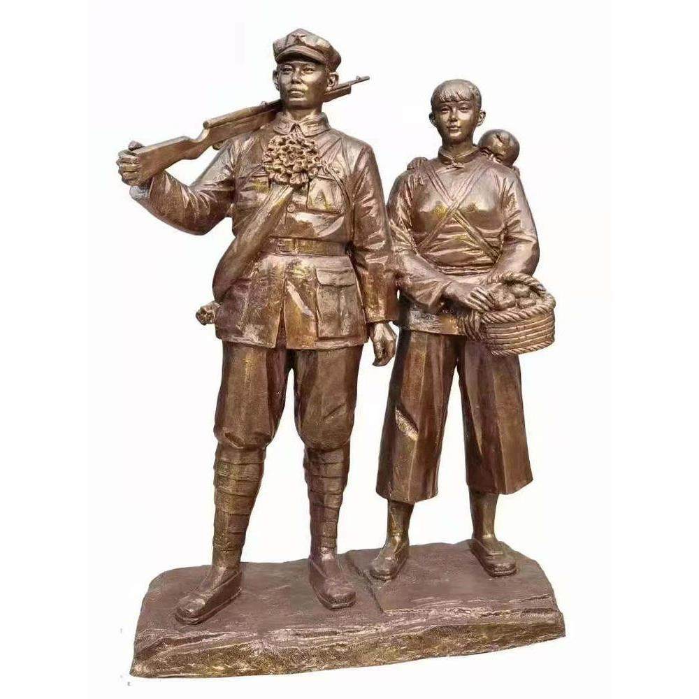 玻璃钢仿铜铸铜人物雕塑定制红军八路军历史名人肖像户外展馆浮雕 - 图2