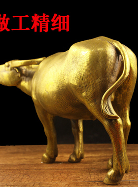 精选纯铜水牛铜牛摆件生肖牛招財鎭宅好运家居办公室装饰工艺品