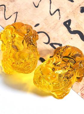 大小粉紫黄水晶貔貅摆件琉璃家居客厅装饰招财吉祥物开业乔迁礼品