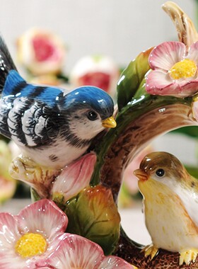 红雀欧式陶瓷小工艺品摆件装饰品家居喜庆情侣手工客厅桌面动物