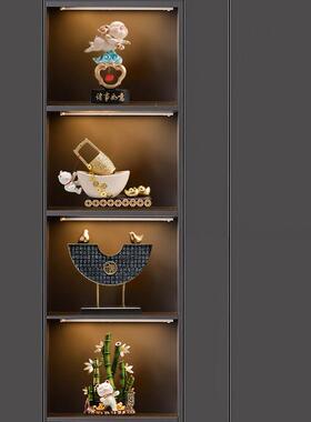 新中式轻奢高档展示柜酒柜装饰品高端次博古架客厅桌面招财摆件