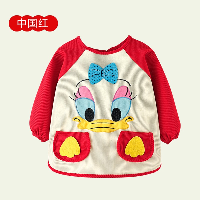 Children's smock, baby wearing reverse clothing, baby eating bib, waterproof and anti-dirty, girl's R outer protective clothing, corduroy bib