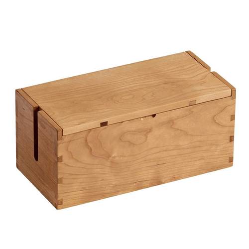 喜起黑胡桃实木排插收纳盒木质桌面插座插线板整理盒装饰集线盒子 - 图0