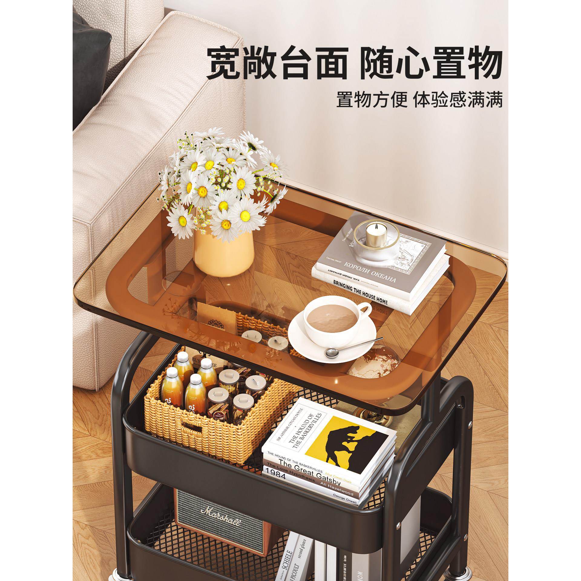 中古置物架落地小推车收纳床头柜客厅沙发边几零食整理架家用茶几,淘宝优惠券,粉丝福利购,淘宝优惠卷