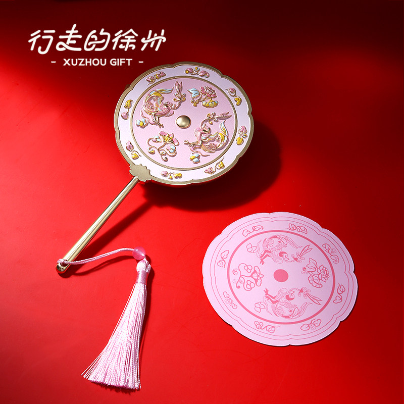 行走的徐州文创特产铜鸾鸟手持镜博物馆定制高档礼物纪念品礼盒