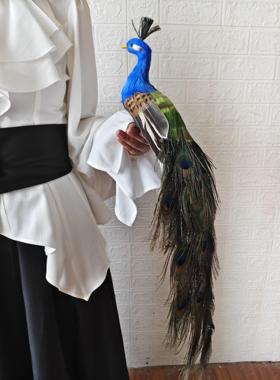 彷真孔雀节日礼品家俱摆件ins风真羽毛