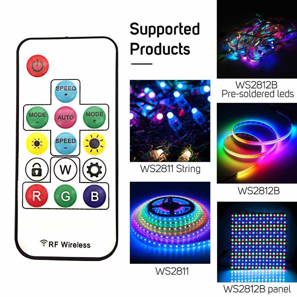 LED全彩灯带灯条RF14键无线射频遥控幻彩控制器ws28112812音乐RGB,淘宝优惠券,粉丝福利购,淘宝优惠卷